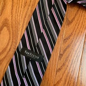 Van Heusen Accessories - VanHuesen Men’s Black and Purple Stripe Tie Van Heusen Accessories - VanHuesen Men’s Black and Purple Stripe Tie